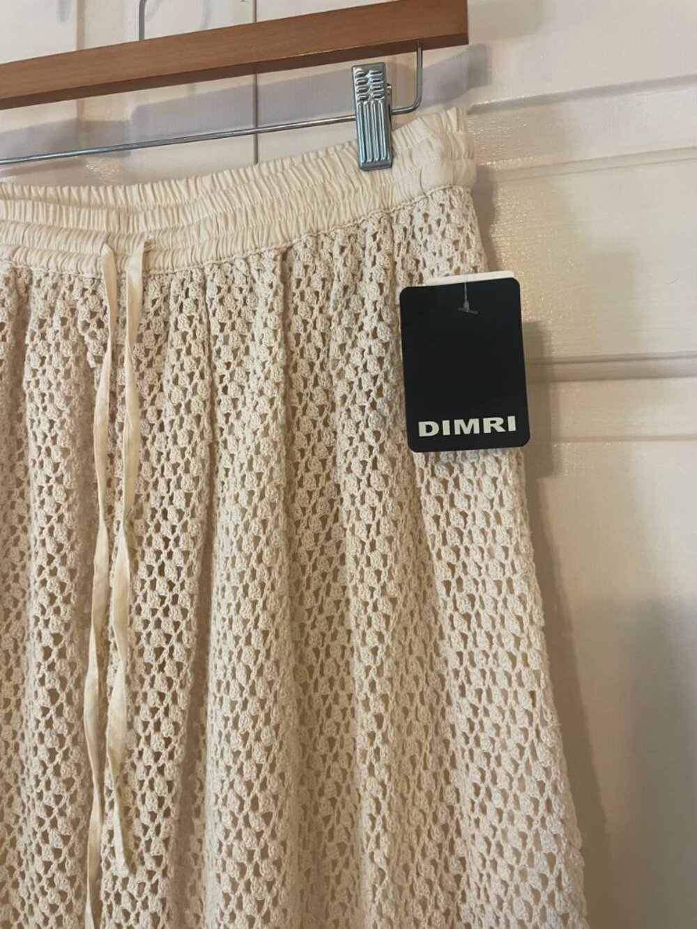 NWT DIMRI Ecru Crochet Knit Midi Skirt with Ruffle Hem - Coastal Boho Chic - Picture 3 of 8